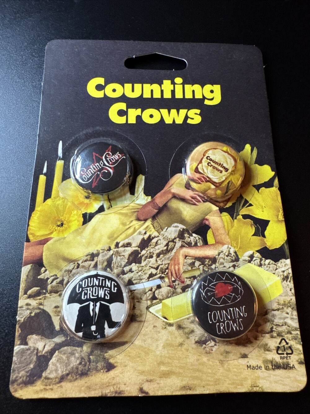 Counting Crows Music Band Set of 4 New Sealed  Pins Exclusive VIP Buttons